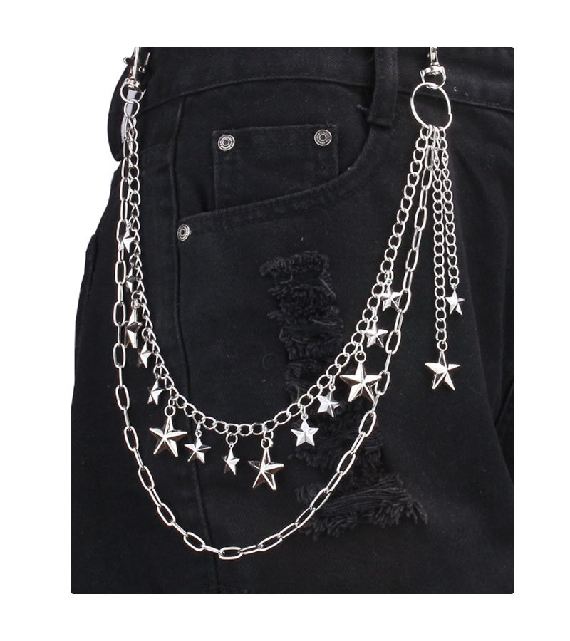 QWALIT Y2K Star Pants Chain for Men Jean Chains for Women Pocket Chain for Pants Biker Hip Punk Chains Y2K Jewelry for Women Accessory Silver Trendy Fashion for Music Festival Concert Cosplay - Image 4