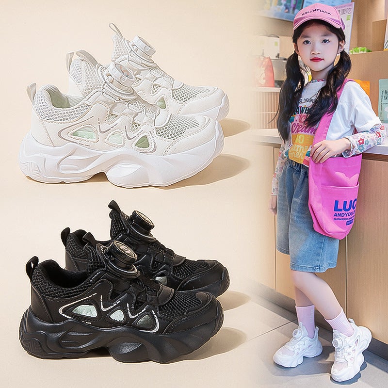 Men'S And Women'S Shoes Mesh Breathable 2024 Soft Bottom Children'S Sports Small White Single Mesh Shoes Hollow Daddy Shoes - Image 2