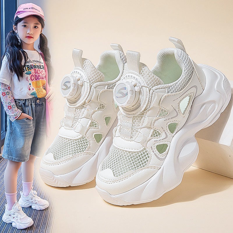 Men'S And Women'S Shoes Mesh Breathable 2024 Soft Bottom Children'S Sports Small White Single Mesh Shoes Hollow Daddy Shoes - Image 1