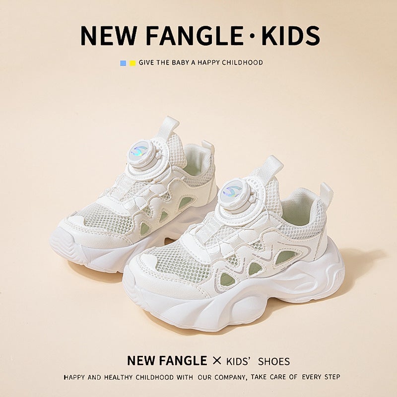 Men'S And Women'S Shoes Mesh Breathable 2024 Soft Bottom Children'S Sports Small White Single Mesh Shoes Hollow Daddy Shoes - Image 3