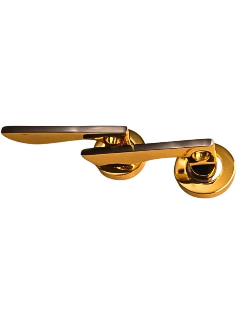 Union Solid Brass Lever Door Handle on Round Rose Satin Chrome & Gold Finish, 85mm Lock Centre, Modern Interior Lever Handles for Timber, Composite, Wooden Doors Durable Hardware for Home & Office - Image 1
