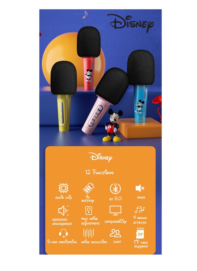 Disney Mickey Mouse Microphone Bluetooth Speaker Large Volume Karaoke Audio Player with Sound Effects