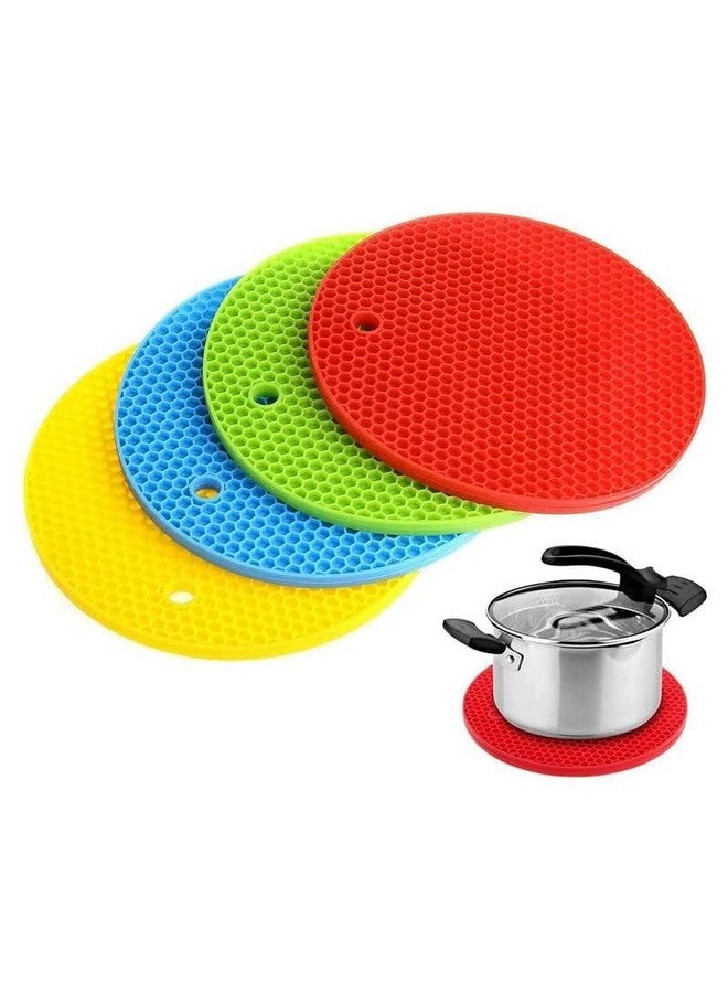 THE SR BRAND THE SR BRAND Sr 4 Pcs Multi-Purpose Silicone Trivet Mats Round Pot Holder Hot Pot Mats Hot Pad Jar Opener Spoon Rest Heat Resistant Non-Slip Durable Flexible Dishwasher Safe For Home Use  - Image 1