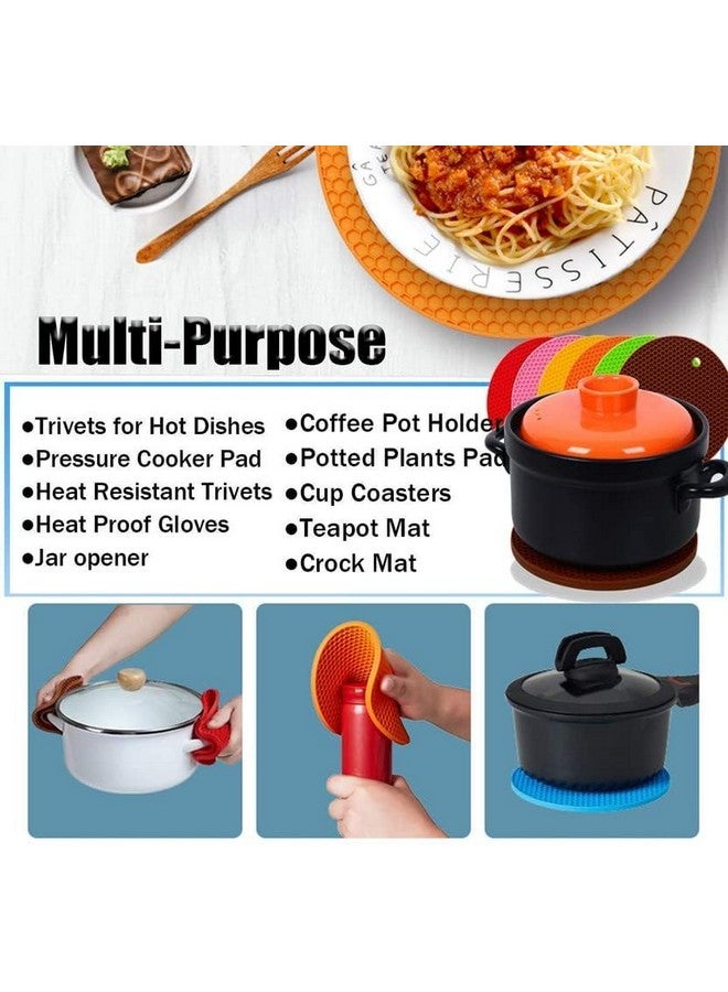 THE SR BRAND THE SR BRAND Sr 4 Pcs Multi-Purpose Silicone Trivet Mats Round Pot Holder Hot Pot Mats Hot Pad Jar Opener Spoon Rest Heat Resistant Non-Slip Durable Flexible Dishwasher Safe For Home Use  - Image 4