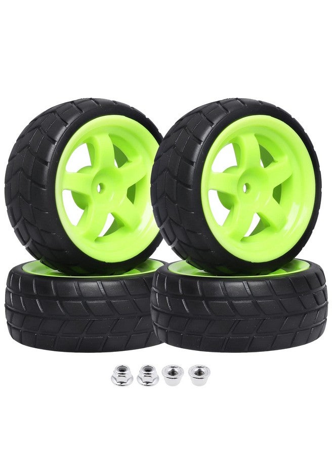 Hobbypark 4Pcspack 26Mm Width Rc Rubber Tires Plastic Wheel Rims 12Mm Hub Mount For Redcat Hsp 1:10Th On Road Car Touring - Image 1