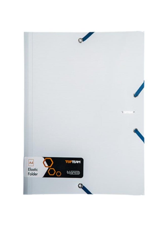 Top Team Flat File Folder with ElasticA4Single Pocket Single Divider White/Blue