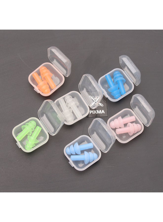 Optional Color Soundproof Dormitory Anti-noise Earplugs Silicone Swimming Anti-snoring Boxed Earplugs Foreign Trade-Color:Jelly Light Pink-(hot Selling) 5 Pairs Affordable Pack