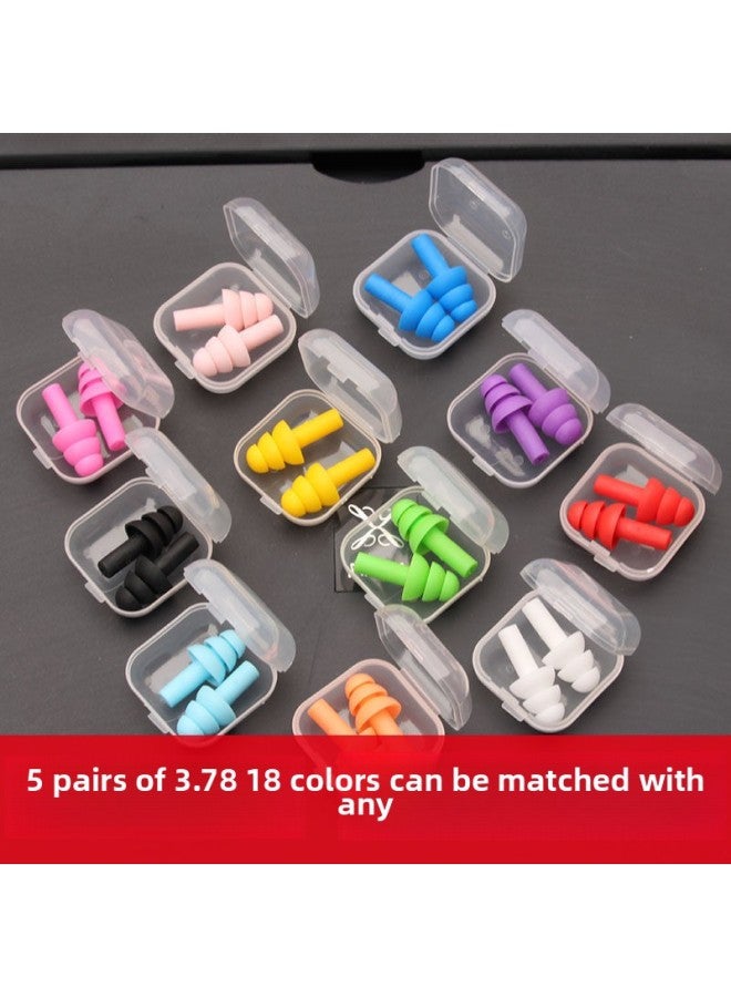 Optional Color Soundproof Dormitory Anti-noise Earplugs Silicone Swimming Anti-snoring Boxed Earplugs Foreign Trade-Color:Jelly Light Pink-(hot Selling) 5 Pairs Affordable Pack