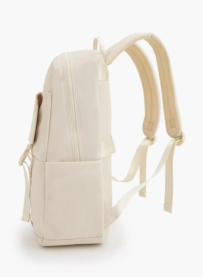 Missy BEIGE Solid Backpack With Adjustable Shoulder Straps for Women | Best Price UAE