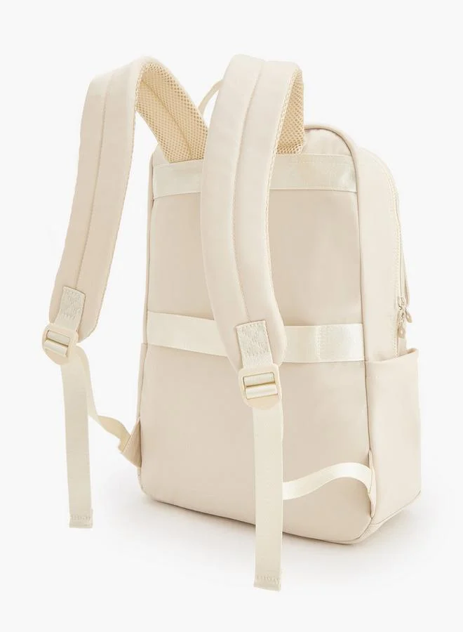 Missy BEIGE Solid Backpack With Adjustable Shoulder Straps for Women | Best Price UAE