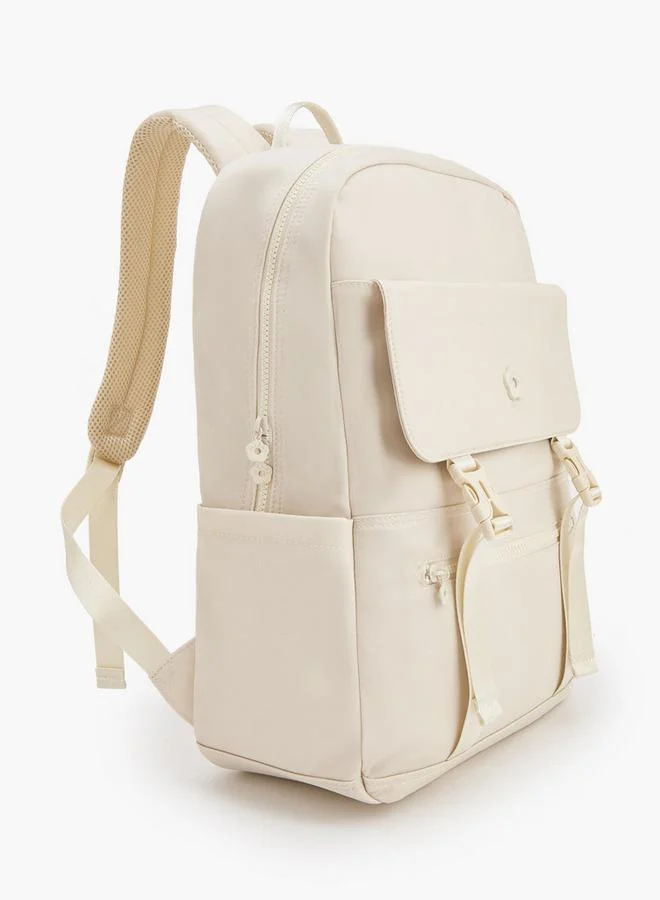 Missy BEIGE Solid Backpack With Adjustable Shoulder Straps for Women | Best Price UAE