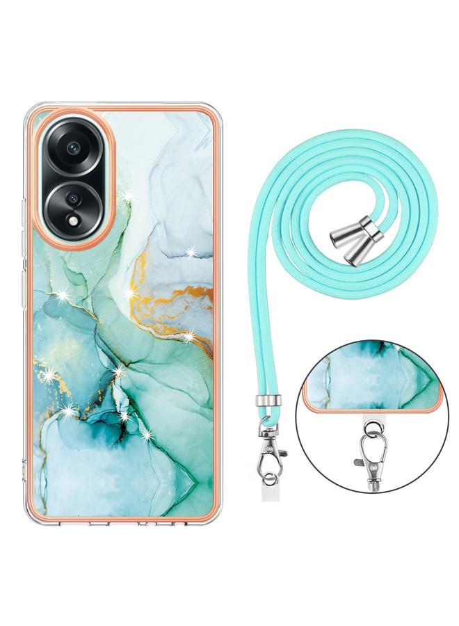 S-TOP Case For OPPO A58 4G Electroplating Marble Dual-side IMD Phone Case with Lanyard - Image 4