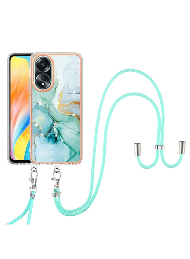 S-TOP Case For OPPO A58 4G Electroplating Marble Dual-side IMD Phone Case with Lanyard - Image 2