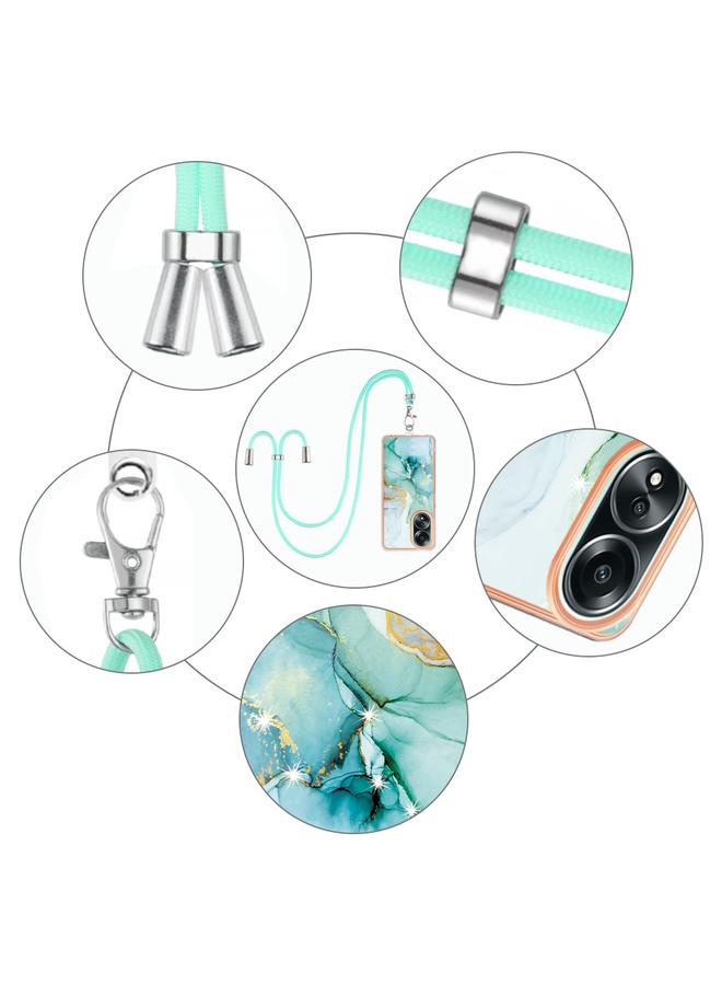 S-TOP Case For OPPO A58 4G Electroplating Marble Dual-side IMD Phone Case with Lanyard - Image 5