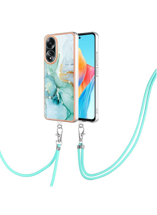S-TOP Case For OPPO A58 4G Electroplating Marble Dual-side IMD Phone Case with Lanyard - Image 1