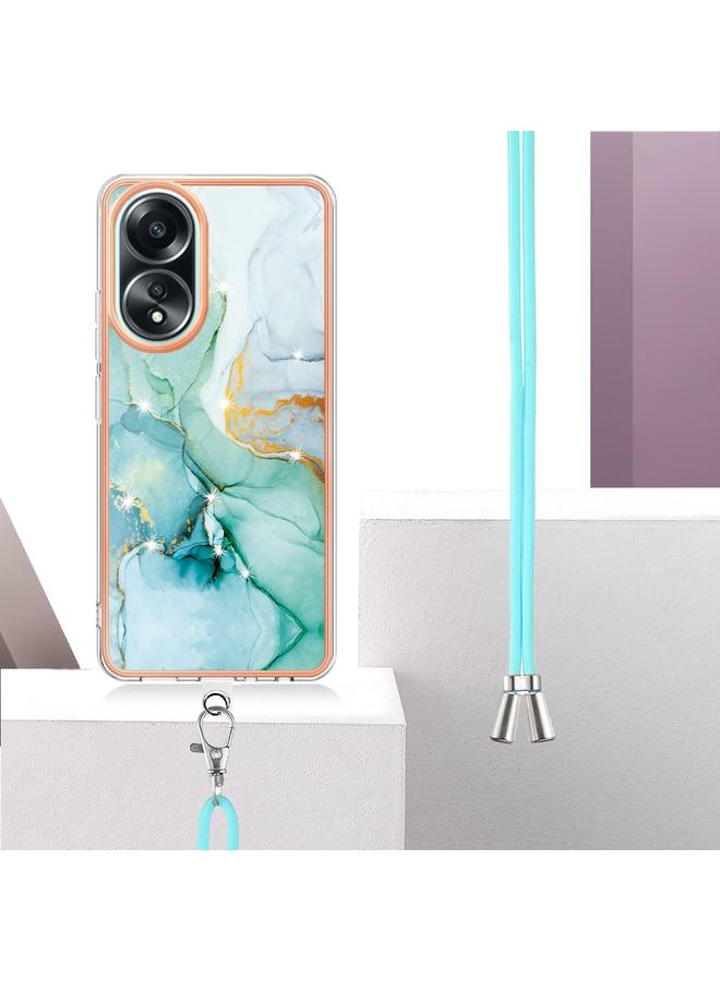 S-TOP Case For OPPO A58 4G Electroplating Marble Dual-side IMD Phone Case with Lanyard - Image 3