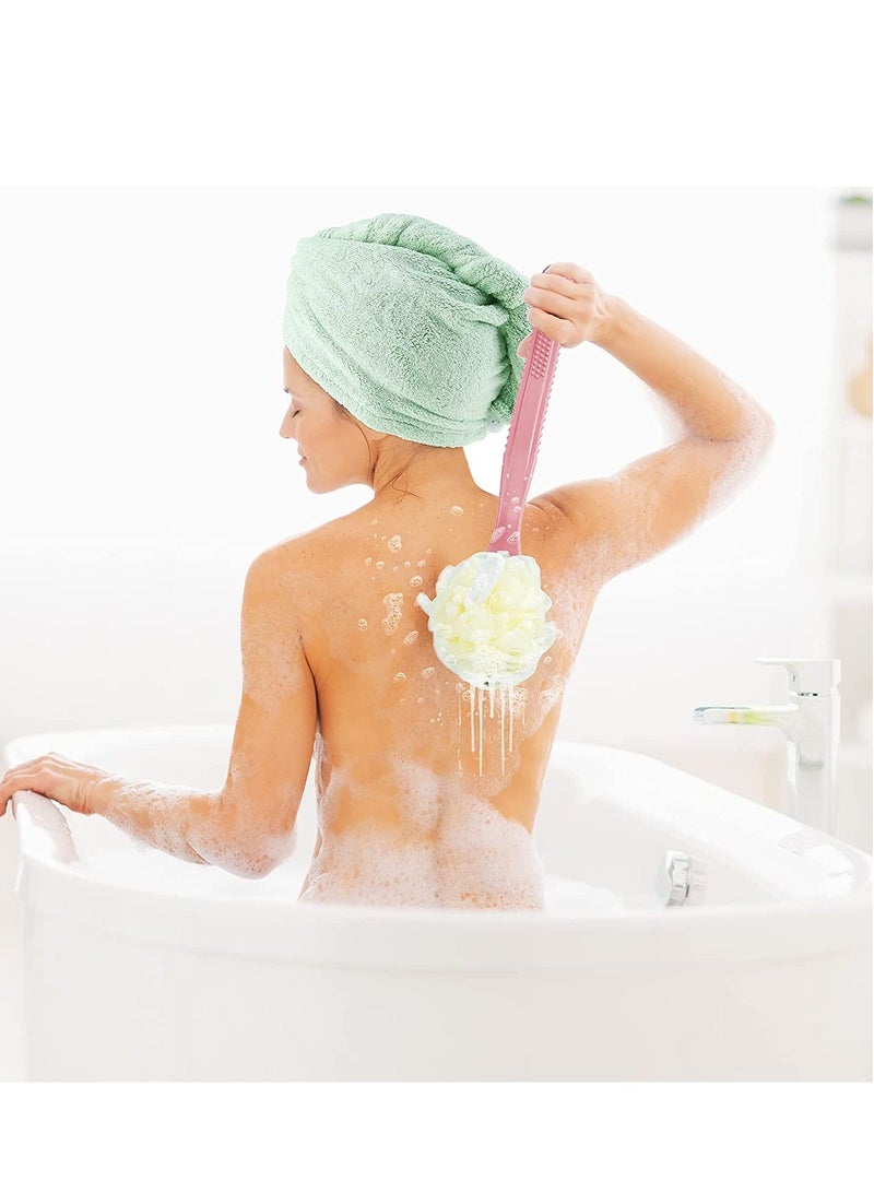 2 Pack Back Scrubber for Shower, Bath Sponge Shower Body Brush with Bristles and Loofah, Long Handle Exfoliating Men Women,Wet or Dry (Blue&Pink) - Image 2