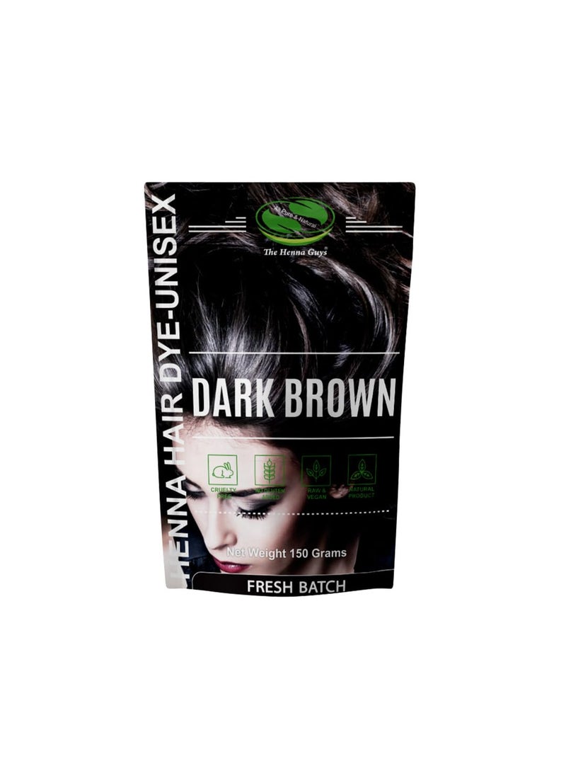 The Henna Guys 1 Pack Of Dark Brown Henna Hair & Beard Color/Dye 150 Grams - Natural Hair Color, Plant-based Hair Dye - The Henna Guys 