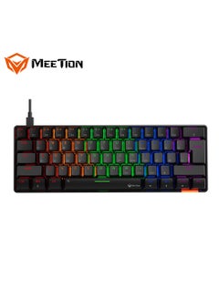 Meetion MEETION RGB Backlit Mini 61 Keys Wired 60% Mini Blue Switch Mechanical Best Gaming Keyboard Black MT-MK005  - Image 1