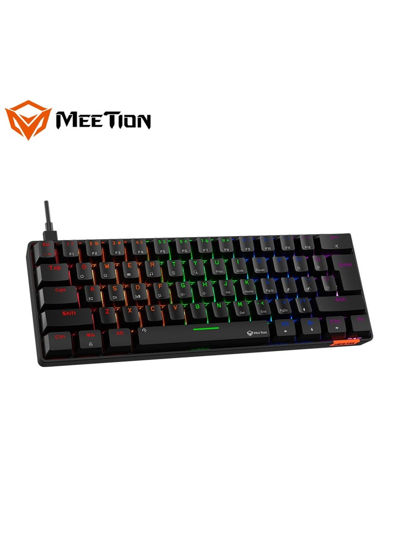 MEETION RGB Backlit Mini 61 Keys Wired 60% Mini Blue Switch Mechanical Best Gaming Keyboard Black MT-MK005 - Image 3
