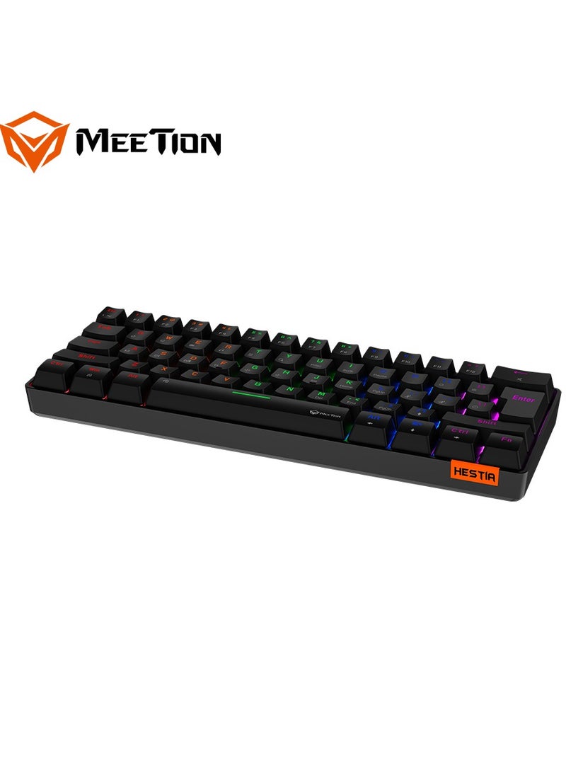 MEETION RGB Backlit Mini 61 Keys Wired 60% Mini Blue Switch Mechanical Best Gaming Keyboard Black MT-MK005 - Image 4