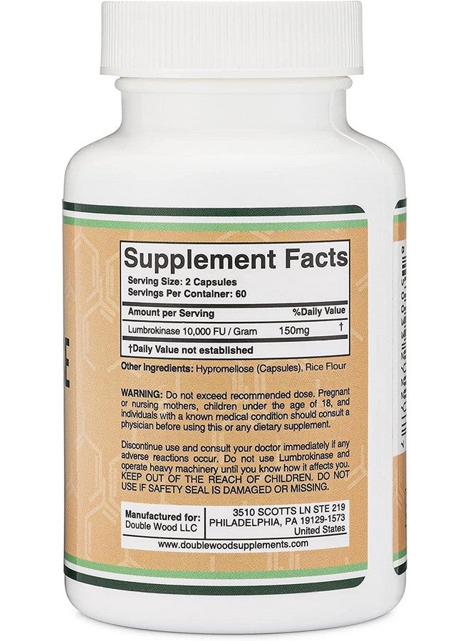 Double Wood Supplements Lumbrokinase Enzymes Supplement - 120 Capsules (Max Activity 10,000 FU/Gram) 150mg per Serving (No Fillers, Non-GMO, Gluten Free) for Cardiovascular and Blood Circulation Support by Double Wood - Image 2