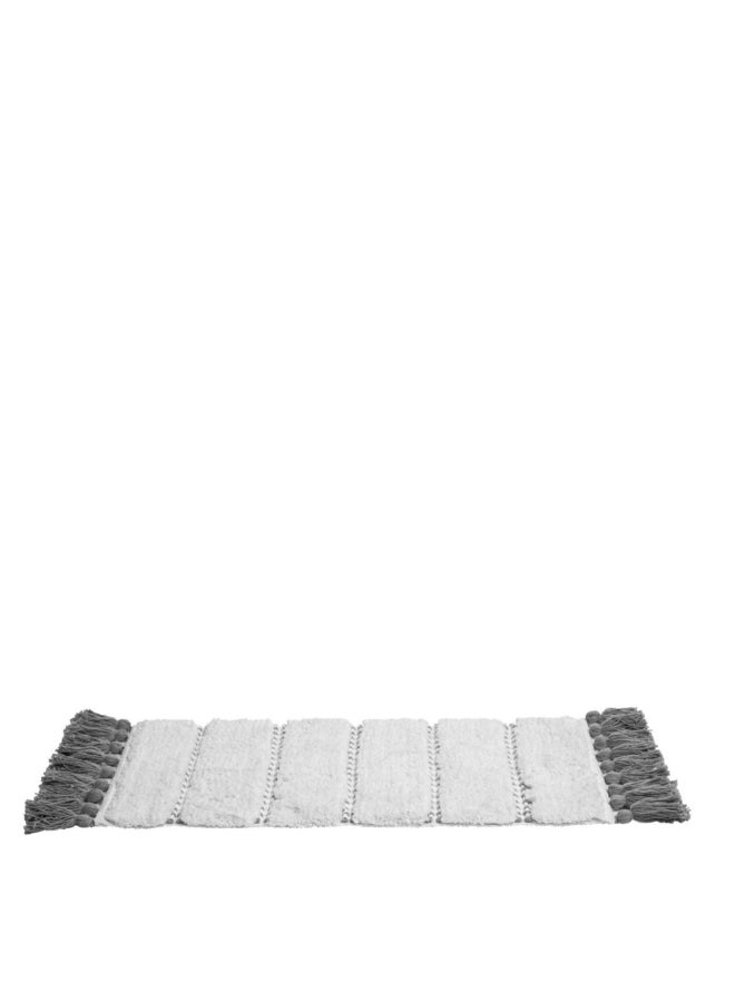 Five Simply Smart Pompom Detail Cotton Bathmat Grey and White 50 x 75 cm 174631B - Image 2