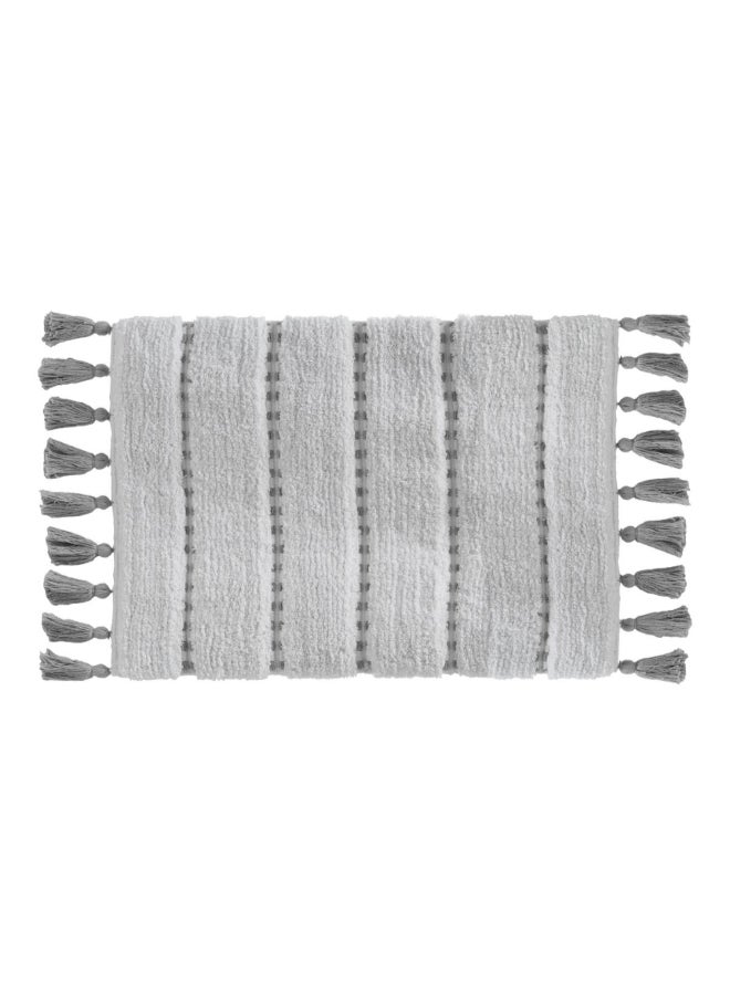 Five Simply Smart Pompom Detail Cotton Bathmat Grey and White 50 x 75 cm 174631B - Image 1