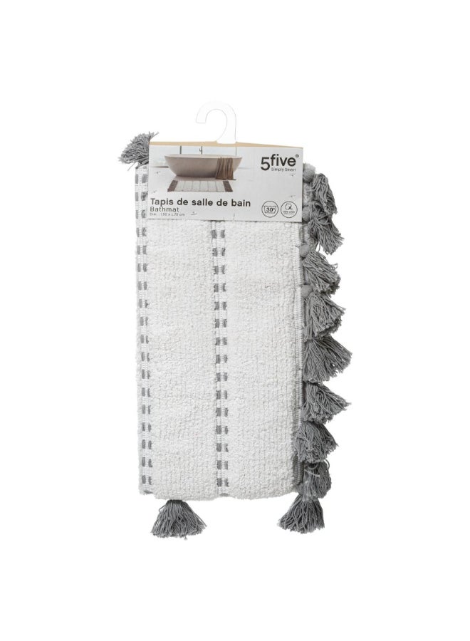 Five Simply Smart Pompom Detail Cotton Bathmat Grey and White 50 x 75 cm 174631B - Image 4
