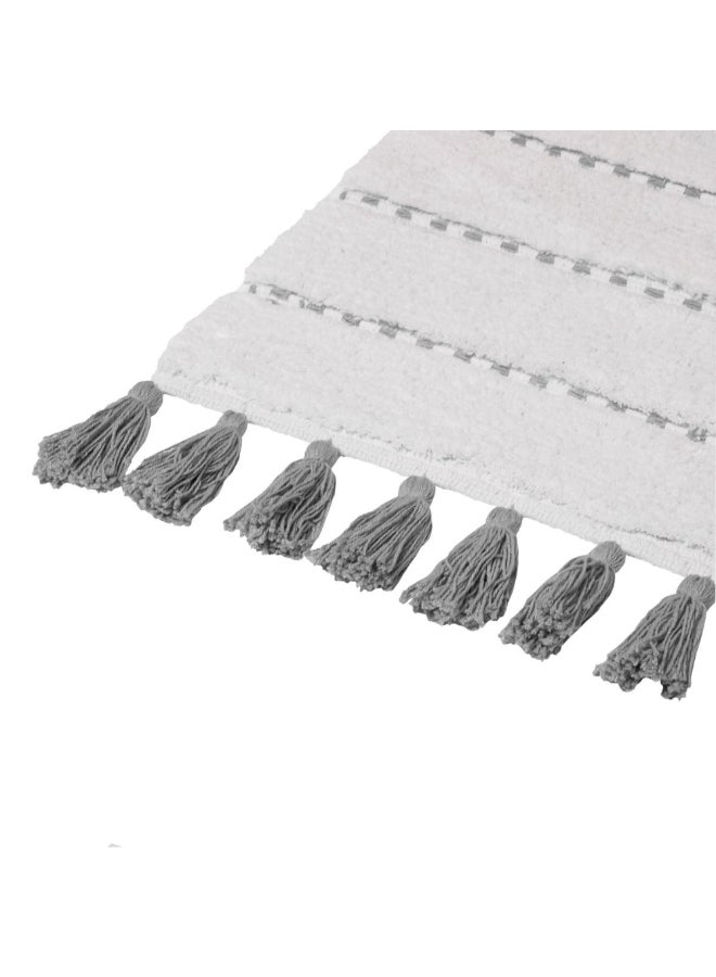 Five Simply Smart Pompom Detail Cotton Bathmat Grey and White 50 x 75 cm 174631B - Image 3