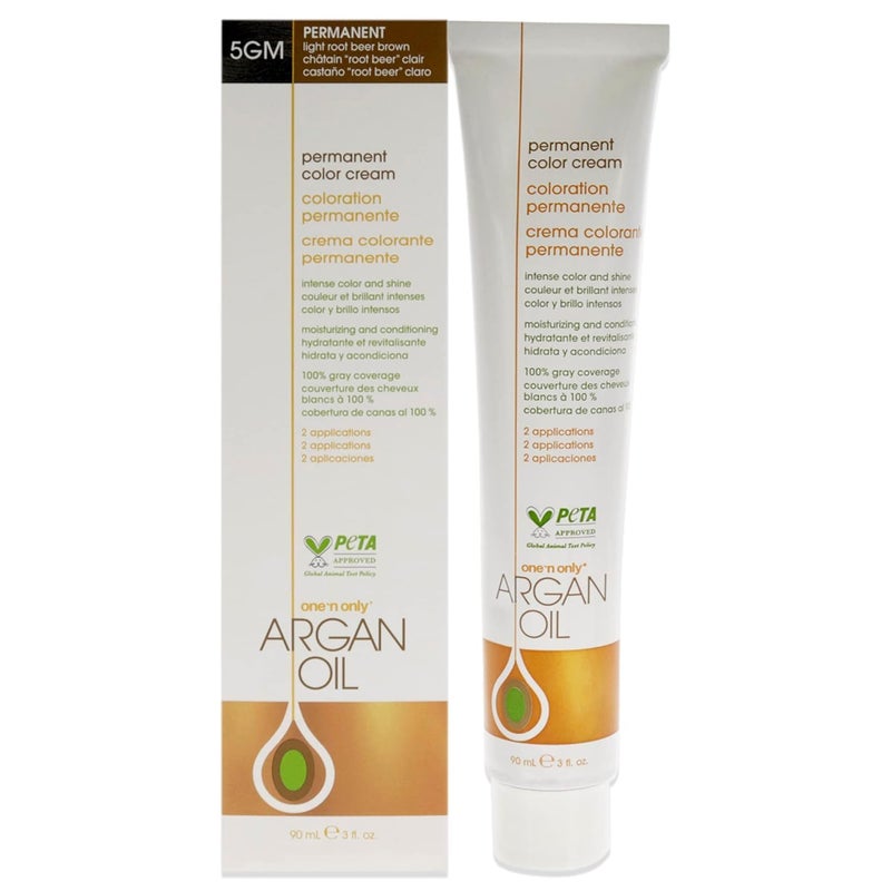 One n Only Argan Oil Permanent Color Cream  5GM Light Root Beer Brown Hair Color Unisex 3 oz