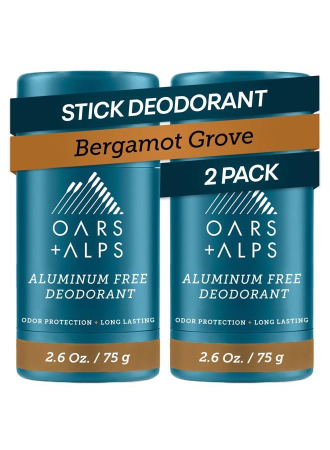 Oars + Alps Aluminum Free Deodorant for Men and Women, Dermatologist Tested and Made with Clean Ingredients, Travel Size, Bergamot Grove, 2 Pack, 2.6 Oz Each - Image 1