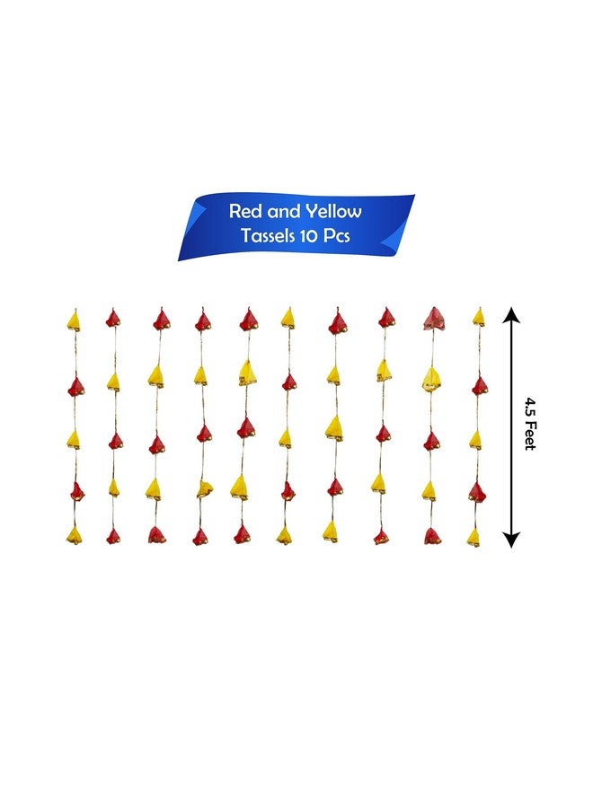 Party Propz تزيينات الحفلات - 10 قطع من خيوط الزينة للديكور، عناصر تزيين الهالدي، عناصر تزيين المهندي لتزيين المنزل، زينة جدائل الحائط، لكتان لتزيين المنزل، غرفة البوجا - Image 2