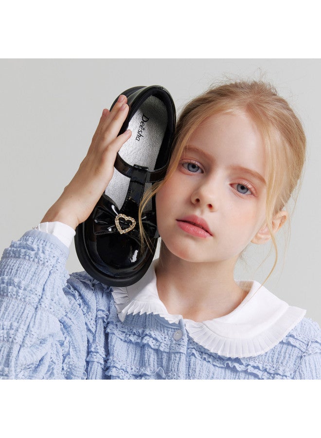 DEESHA Love Bow】girls' Leather Shoes, 25 Autumn/summer Versatile Basic Black Fashion Shoes For Children - Image 2