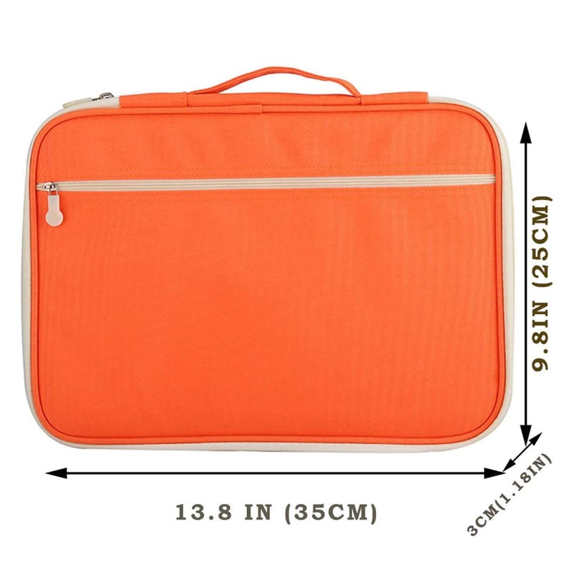 Multi-Functional A4 Document Bags Travel Portfolio Organizer Waterproof Travel Pouch Notepad Carrying Cases File Holder Tablet Sleeve Storage Bag for Travel Office Business Meeting (Mulberry White) - Image 2