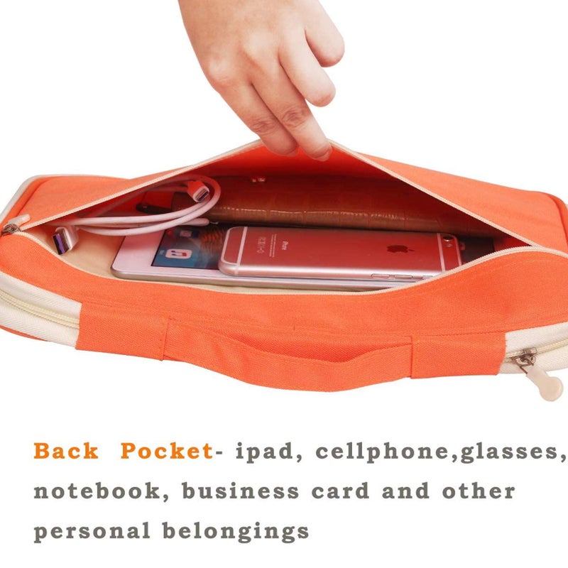 Multi-Functional A4 Document Bags Travel Portfolio Organizer Waterproof Travel Pouch Notepad Carrying Cases File Holder Tablet Sleeve Storage Bag for Travel Office Business Meeting (Mulberry White) - Image 3