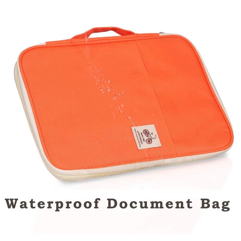 Multi-Functional A4 Document Bags Travel Portfolio Organizer Waterproof Travel Pouch Notepad Carrying Cases File Holder Tablet Sleeve Storage Bag for Travel Office Business Meeting (Mulberry White) - Image 5