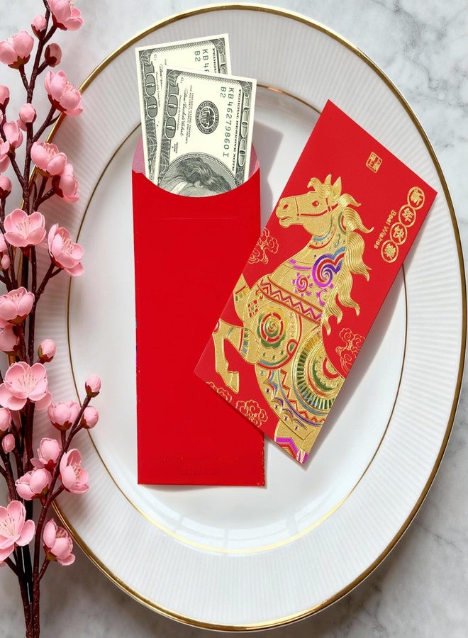 ELLZK Red Envelopes Chinese New Year Horse 2026 Chinese New Year Lunar New Year Decorations Lucky Money Envelopes Gifts 6 Patterns Gold Foil(Large 36Pcs) - Image 5