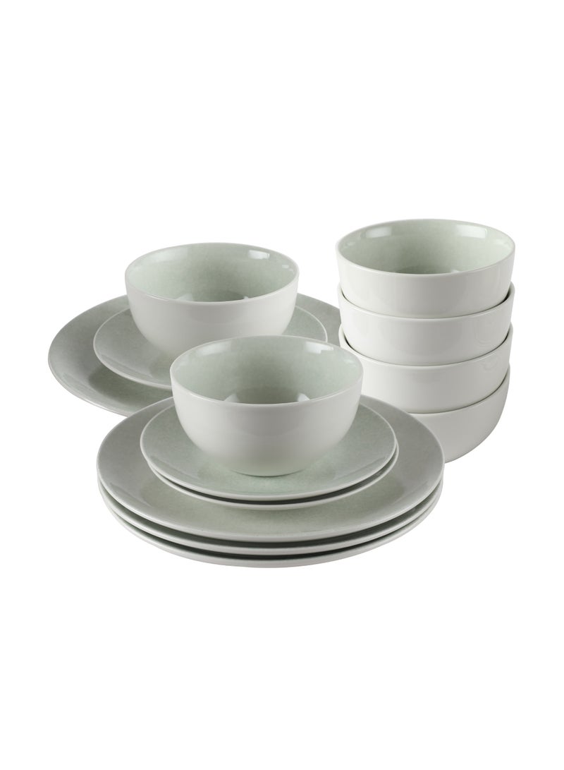 Noon East 18 piece Porcelain Dinnerware Set, Set for 6, Microwave & Dishwasher Safe, Speckled Light Green - Image 4