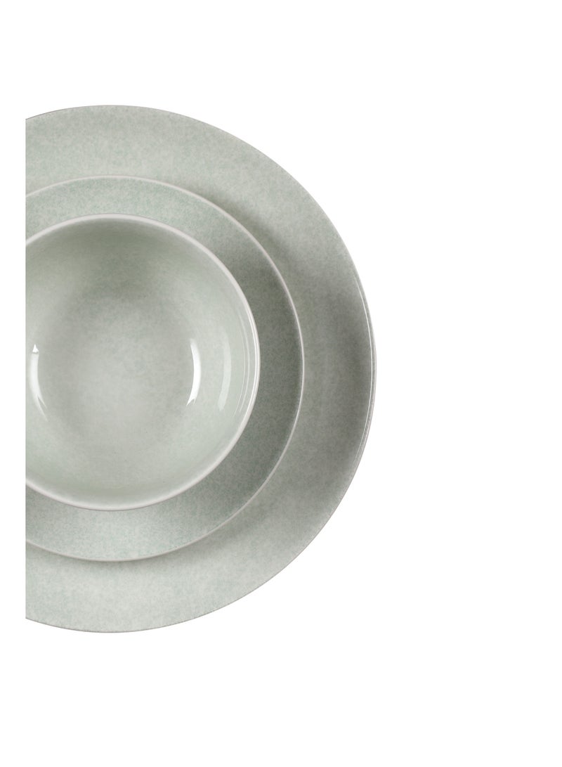 Noon East 18 piece Porcelain Dinnerware Set, Set for 6, Microwave & Dishwasher Safe, Speckled Light Green - Image 3