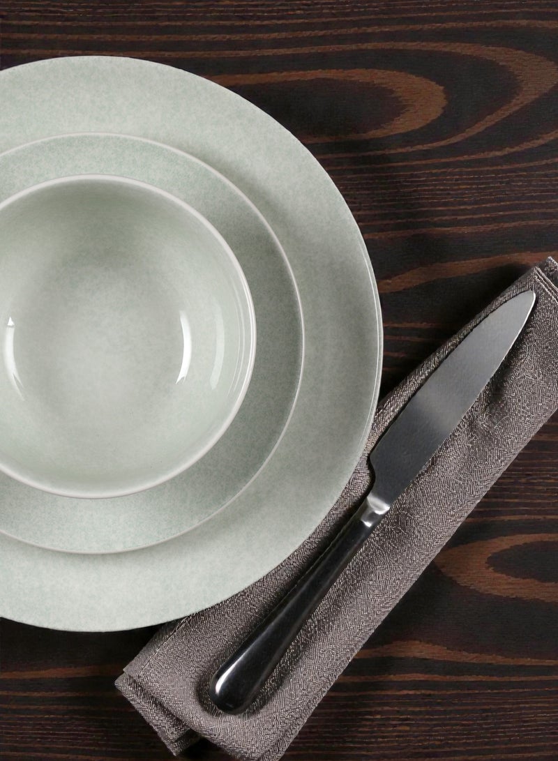 Noon East 18 piece Porcelain Dinnerware Set, Set for 6, Microwave & Dishwasher Safe, Speckled Light Green - Image 4