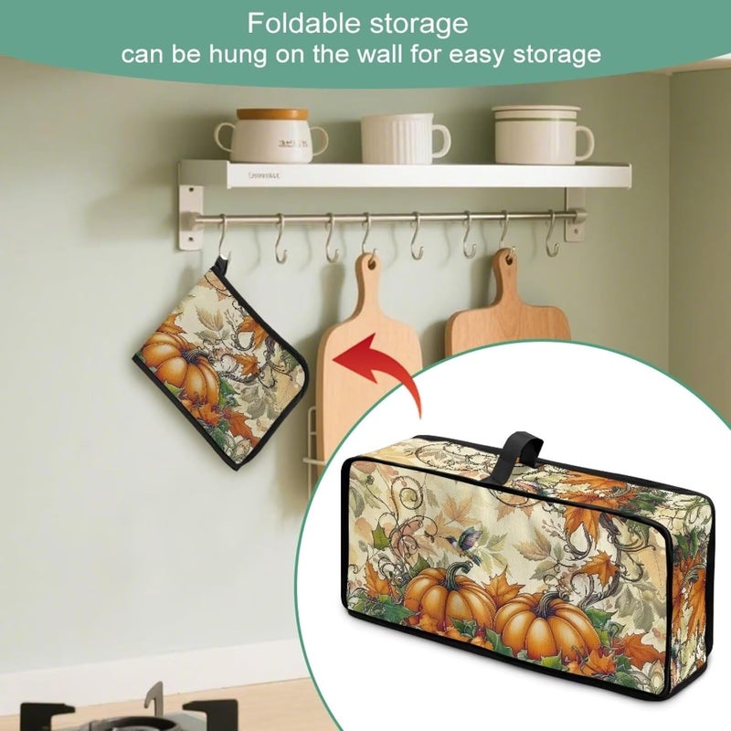 ZDCUSTOM Pumpkins Toaster Cover 2 Slice Long Slot with Handle Thin Toaster Dust Cover Polyester Foldable Kitchen Accessories Compatible with Two Slice Bread Maker, Autumn Fall Gifts - Image 5