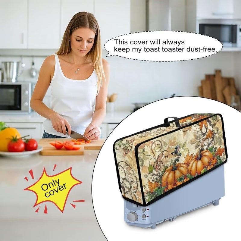 ZDCUSTOM Pumpkins Toaster Cover 2 Slice Long Slot with Handle Thin Toaster Dust Cover Polyester Foldable Kitchen Accessories Compatible with Two Slice Bread Maker, Autumn Fall Gifts - Image 4