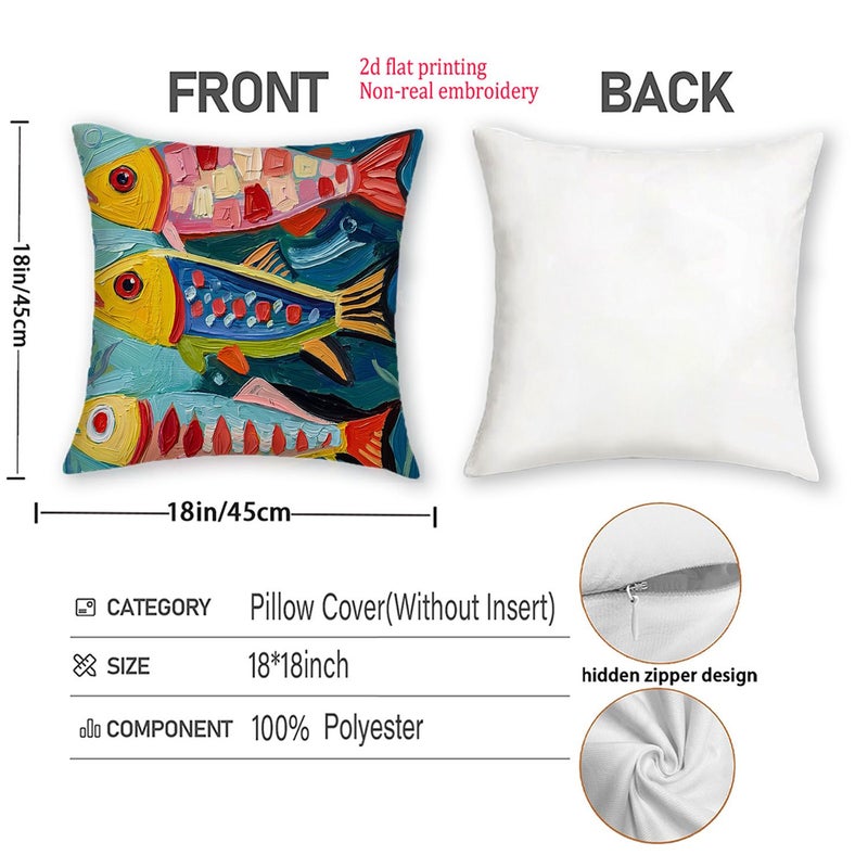 Tropical Fish Pattern Throw Pillow Covers 18x18 Inch Set of 2 Summer Home Decoration - Image 3