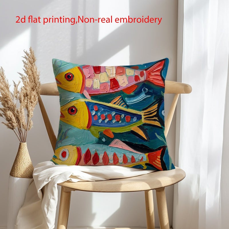 Tropical Fish Pattern Throw Pillow Covers 18x18 Inch Set of 2 Summer Home Decoration - Image 5