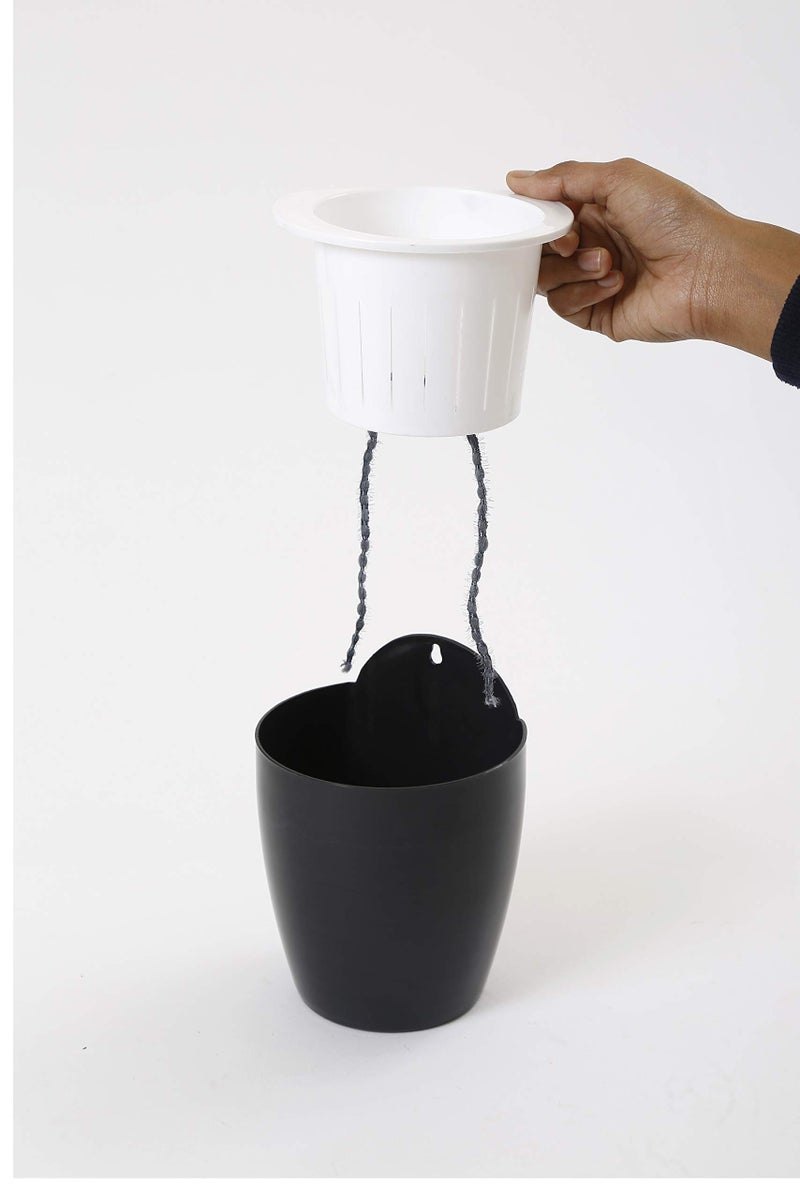CAPPL Self Watering Hanging Planter Flower Pot (Black-White Pack of 6) - Image 5