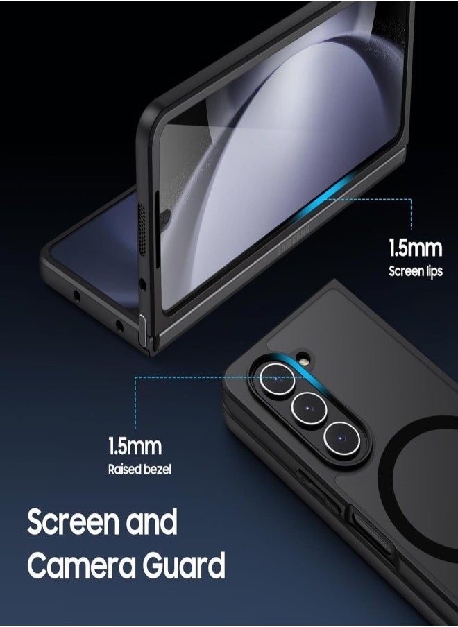 GUDOO - For Samsung Galaxy Z Fold 6 Case, Magnetic Phone Case, Grade Phone Protection Drop Slim Translucent Matte Hard Back and Soft Bumper Shockproof Protective Phone Cover for Z Fold 6 5G - Image 1