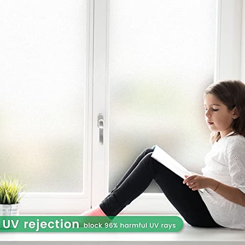 COSMOS STAR™ Frosted Privacy Window Film Non-Adhesive Decorative Static Cling Frosted Glass Sticker UV Blocking Glass Window Film for Home, Office (24x80 in, Plain) - Image 3