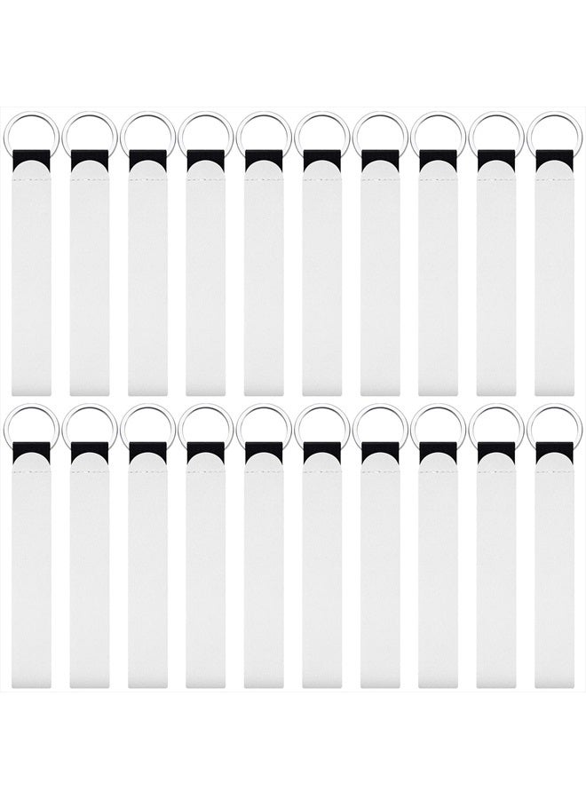 MaehSab 20 Pcs Sublimation Blanks Wristlet Keychain, MaehSab DIY Sublimation Neoprene Wristlet Strap Lanyard, Heat Press Transfer White Sublimation Wrist Key Blanks DIY Crafts for Women - Image 1