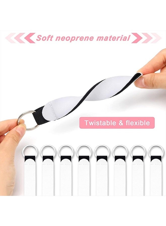 MaehSab 20 Pcs Sublimation Blanks Wristlet Keychain, MaehSab DIY Sublimation Neoprene Wristlet Strap Lanyard, Heat Press Transfer White Sublimation Wrist Key Blanks DIY Crafts for Women - Image 3